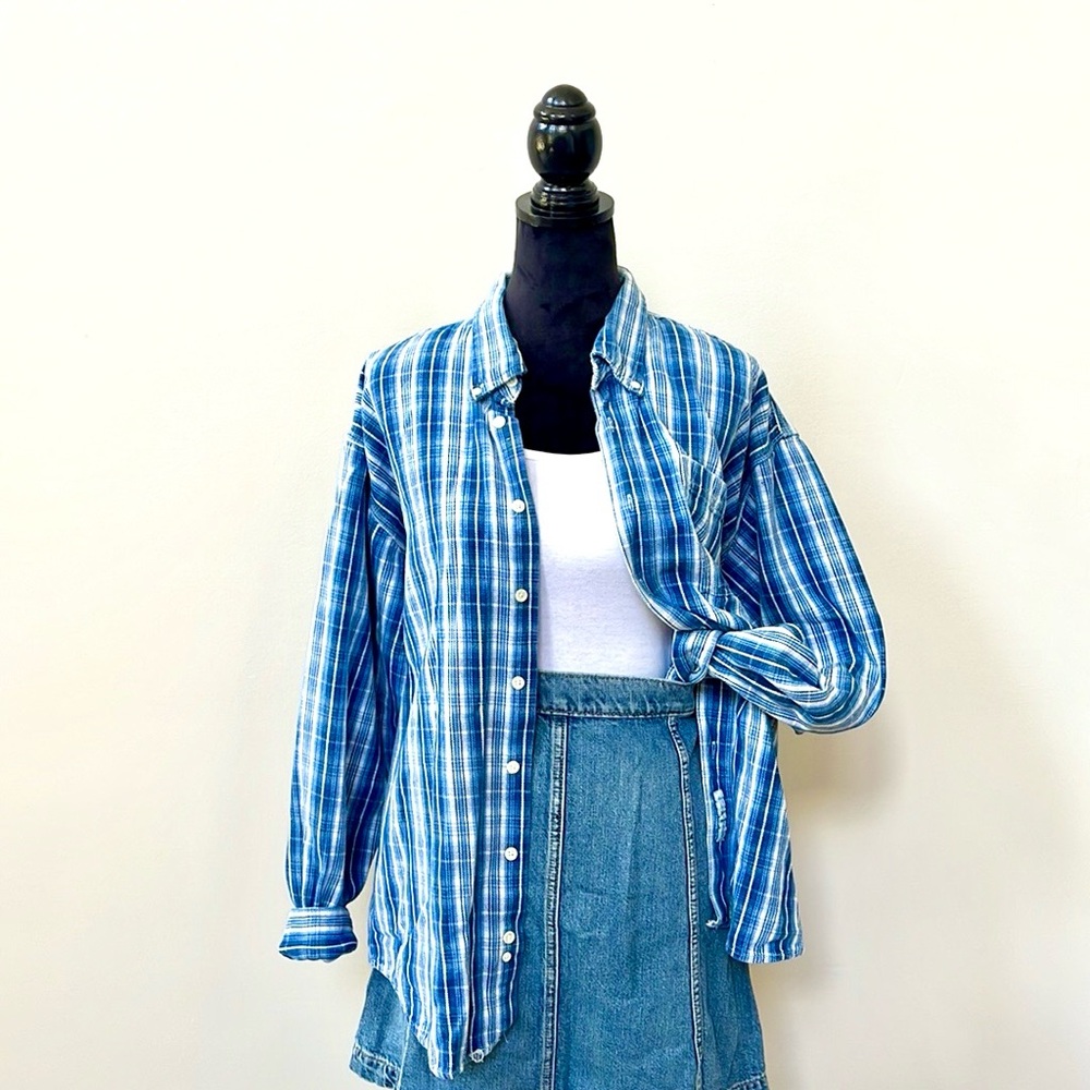 Vintage Denim Striped Button Down